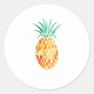 Water- Kleur ananas Ronde Sticker
