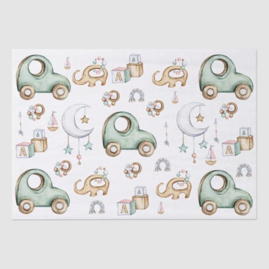 Water Kleur Baby Dingenontwerp Tissuepapier (Voorkant)