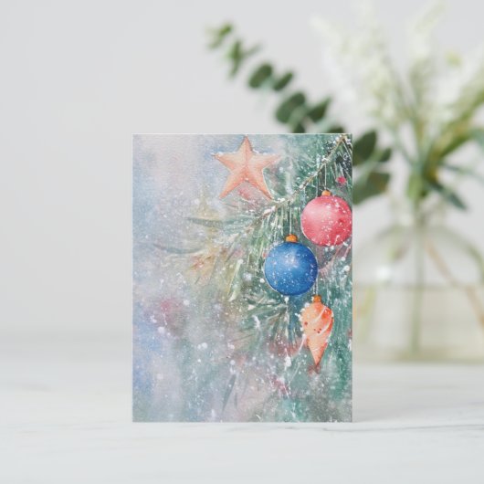 Water Kleur Bauble Christmas Briefkaart | elegant (Staand voorkant)