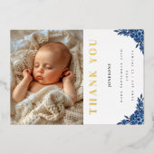 Water kleur bloem Dank u Folie Uitnodiging (Voorkant)