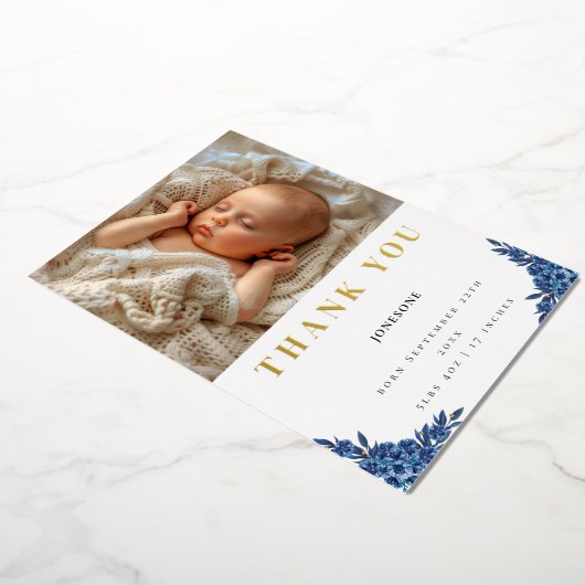 Water kleur bloem Dank u Folie Uitnodiging (Gedraaid)