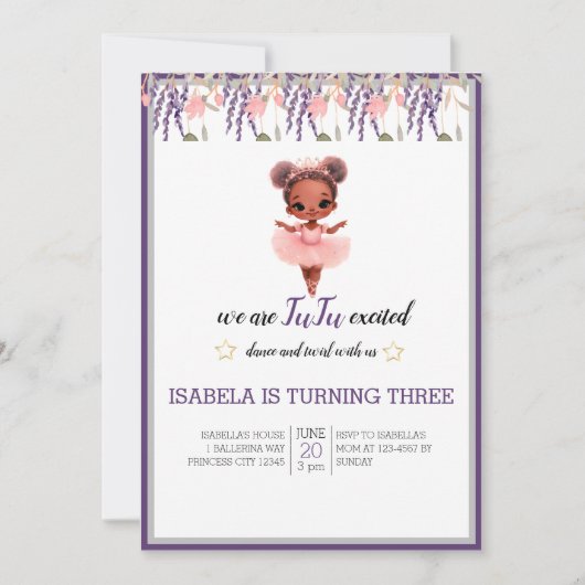 Water Kleur Bloemen Ballerina Danser Verjaardag Kaart (Voorkant)