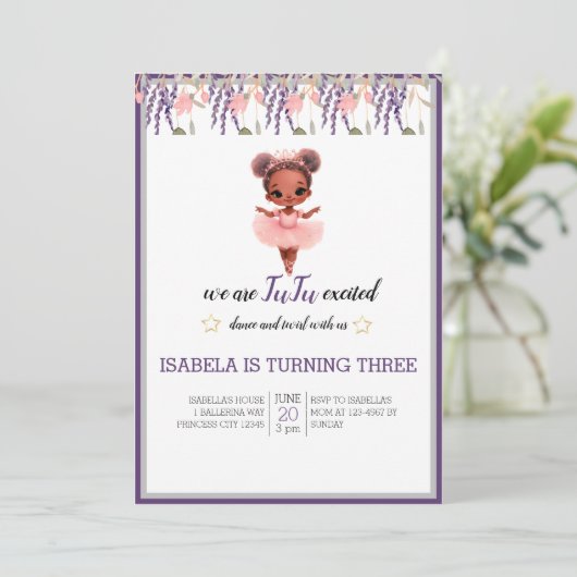 Water Kleur Bloemen Ballerina Danser Verjaardag Kaart (Staand voorkant)