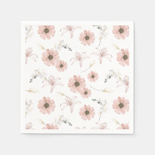 Water Kleur Blozende Roze Bloemen Kunst Servet