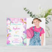 Water Kleur Eenhoorn Foto uitnodiging (Staand voorkant)