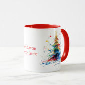 Water kleur Kerstboom vieren Kerstmis rood Mok (Voorkant rechts)