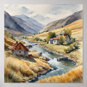 Water kleur vallei print