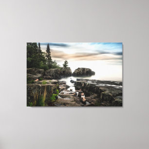 Water Lake Superior Grand Marais, Minnesota Canvas Afdruk