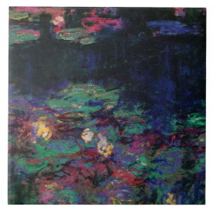 WATER LIES GREEN POND Claude Monet Dark Floral Tegeltje
