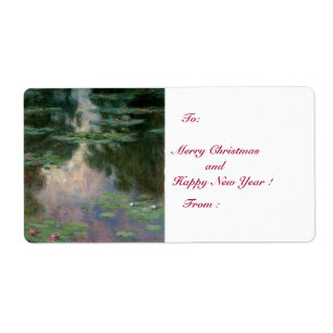 WATER LIGT IN PINK GREEN POND DOOR Claude Monet Etiket