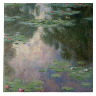 WATER LIGT IN PINK GREEN POND DOOR Claude Monet Tegeltje