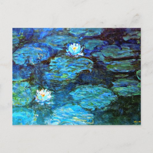 Water Lilies (blauw) van Claude Monet Briefkaart (Voorkant)