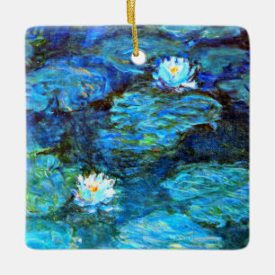 Water Lilies (blauw) van Claude Monet Keramisch Ornament