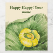 Water Lilies gele waterverf Wijn Etiket (Enkel label)