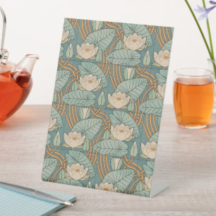 Water Lilies Lily Art Nouveau Natuur Reclamebord Met Voetstuk