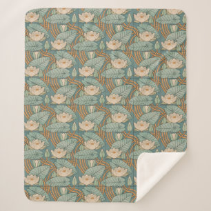 Water Lilies Lily Art Nouveau Natuur Sherpa Deken