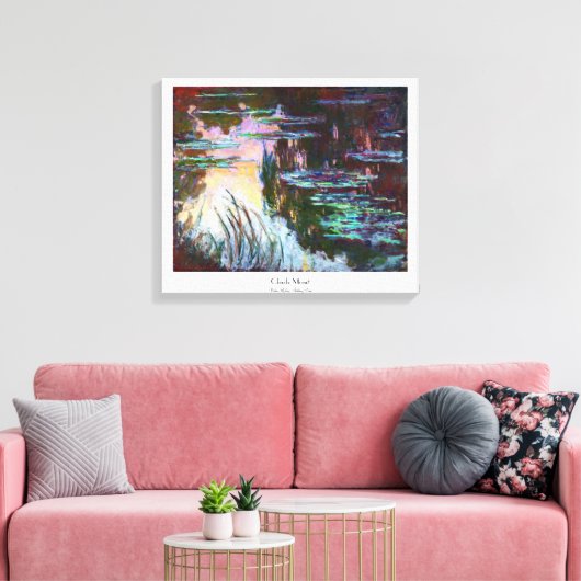 Water Lilies, Sun Claude Monet instellen Canvas Afdruk (Insitu (Woonkamer))