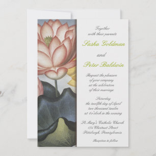 Water Lilly Floral Wedding Invitation Kaart