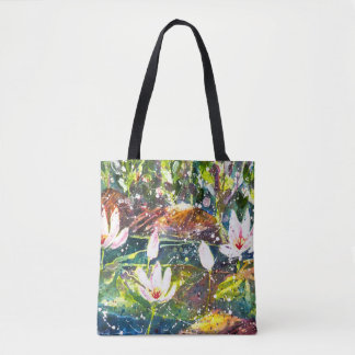 Water Lilly Pond waterverf canvas tas