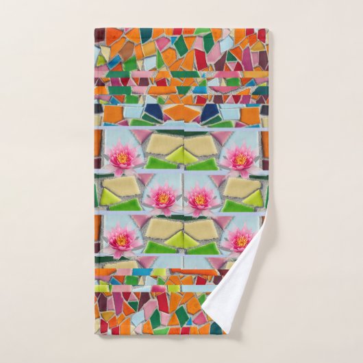 Water Lily Abstract Mosaic Pattern Bad Handdoek (Handdoek)