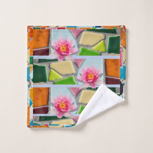 Water Lily Abstract Mosaic Pattern Bad Handdoek (Wasdoekje)