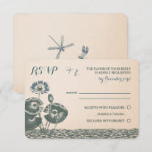 Water Lily en Dragonfly RSVP Uitnodiging (Voorkant / Achterkant)