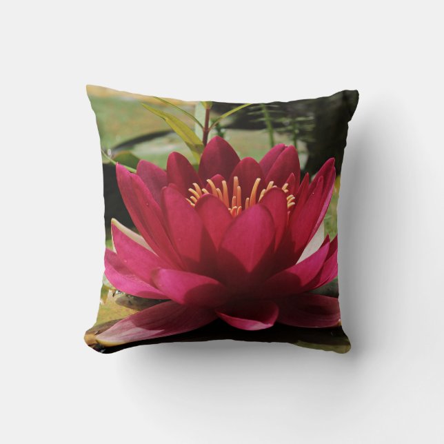 Water Lily Floral Sierkussen Asian Decor (Voorkant)