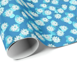 Water Lily patroon, turquoise, blauw en wit Cadeaupapier