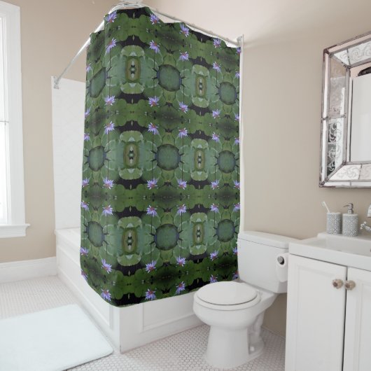 Water Lily Pattern Douchegordijn (In situ)