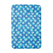 Water Lily Pattern, Turquoise, Blue and White Badmat (Voorkant Verticaal)