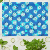 Water Lily Pattern, Turquoise, Blue and White Theedoek (Gevouwen)