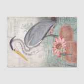 Water Lily Pond Grey Heron ontkoppelingskunst Tissuepapier (Voorkant)