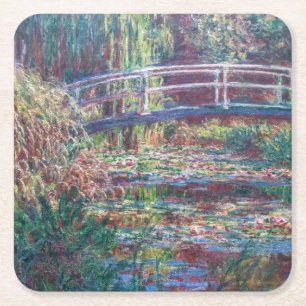 Water Lily Pond (Harmonie Roos), Monet Vierkante Kartonnen Onderzetter