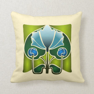Water Lily Stencil Pillow Kussen