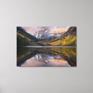 Water Maroon Bells Colorado Canvas Afdruk