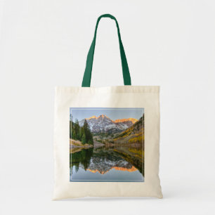 Water Maroon Bells Lake Aspen Trees Tote Bag