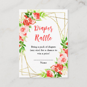 Water Meloen Granaatappel Baby Shower Luier Raffle Informatiekaartje