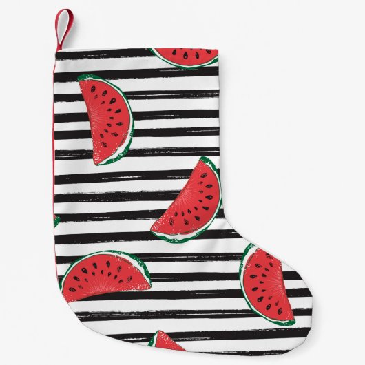 Water Melon Seamless Pattern Striped Kleine Kerstsok (Voorkant)