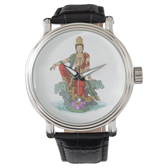 Water Moon Guan Yin Bodhisattva Horloge (Voorkant)