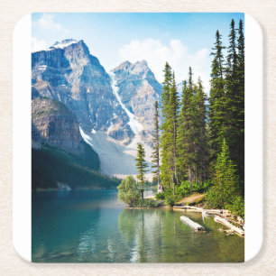 Water Moraine Lake, Canada Vierkante Kartonnen Onderzetter