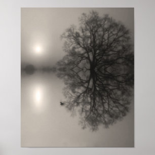 Water Oak in Morning Fog Foto Print