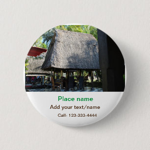 Water Ocean Beach Foto Naam toevoegen Tekst Plaats Ronde Button 5,7 Cm