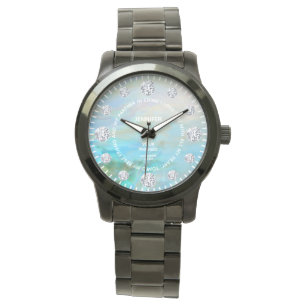 Water Opal Diamond Dial Aangepast Gezegde op wijze Horloge