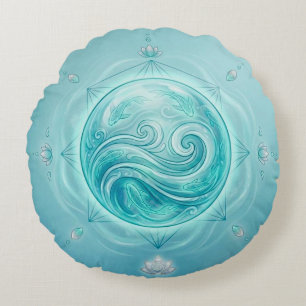 Water Oracle Bol - Stroom van Intuïtie Rond Kussen