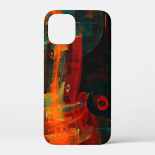 Water Oranje Rood Blauw Modern Abstract Kunst Patr iPhone 12 Mini Hoesje