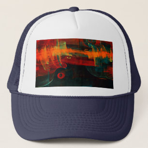 Water Oranje Rood Blauw Modern Abstract Kunst Patr Trucker Pet