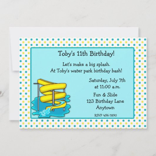 Water Park Birthday Invitation Kaart (Voorkant)