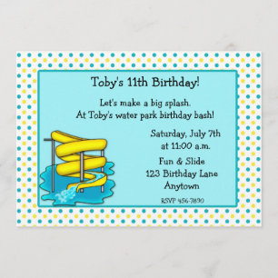Water Park Birthday Invitation Kaart