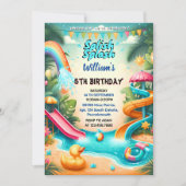 Water Park Cool Zomer splash pad 4e verjaardag Kaart (Voorkant)