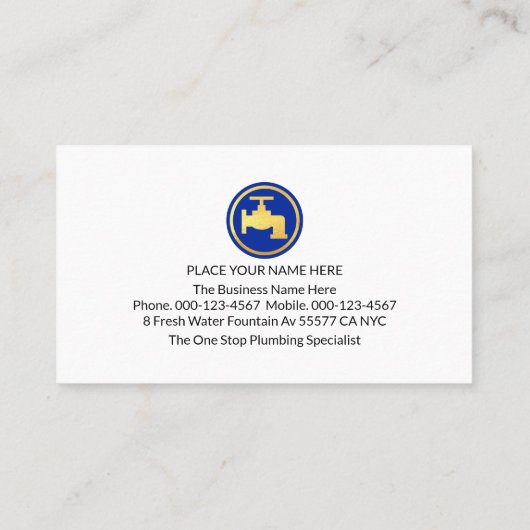 Water Pipe Frame Leaking Water Plumber Visitekaartje (Achterkant)